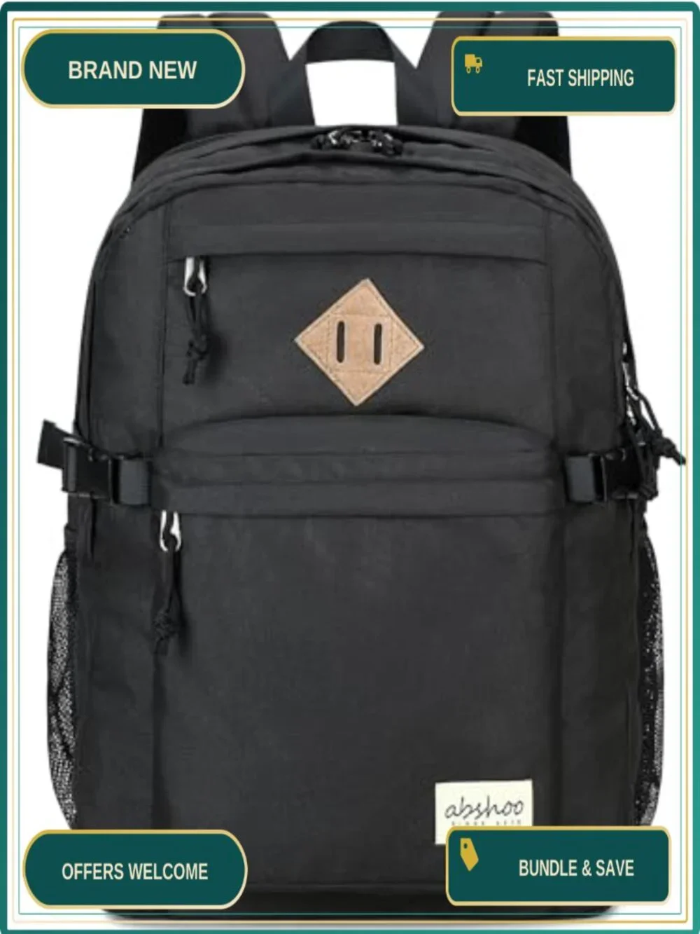 32L Water Resistant Polyester Laptop Backpack for School College Travel Daypack